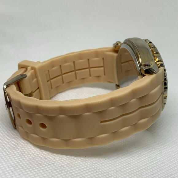 Women quartz watch floating crystals dial 40mm round analog silicone running - Picture 5 of 6